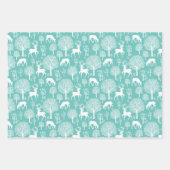 Aqua Green Rentier Weihnachtswrapping Paper Geschenkpapier Set (Vorderseite 2)