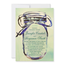 Aqua Green Rustic Mason Jar Wedding Einladungen
