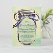 Aqua Green Rustic Mason Jar Wedding Einladungen (Stehend Vorderseite)