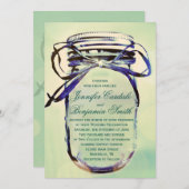 Aqua Green Rustic Mason Jar Wedding Einladungen (Vorne/Hinten)