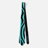AQUA GREEN & SCHWARZE TIERDRUCKSTREIFPATTER KRAWATTE (Vorderseite)