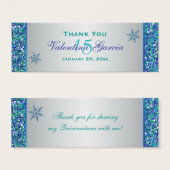 Aqua Green Silver Snowflakes Quinceanera Gefallen  (Vorne & Hinten)