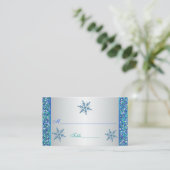 Aqua Green Silver Snowflakes Quinceanera Platzkart Platzkarte (Stehend Vorderseite)
