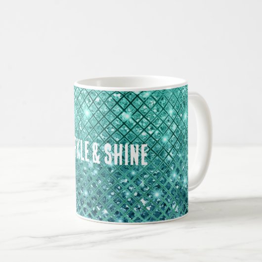 Aqua Green Sparkle Kaffeetasse (VorderseiteRechts)