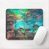 Aqua Green Star Cluster Celestial 2026 Calendar Mousepad (Mit Mouse)