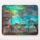 Aqua Green Star Cluster Celestial 2026 Calendar Mousepad (Vorne)