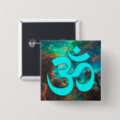 Aqua Green Star Cluster Om Symbol Button (Vorne & Hinten)