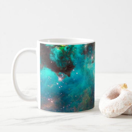 Aqua Green Sternenhaufen Himmelsfoto Kaffeetasse (Mit Donut)