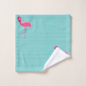 AQUA GREEN STRIPE 2 FLAMINGO BADEZIMMER TOWEL SET (Waschlappen)