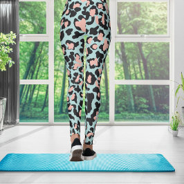 Aqua Green und Blue Tiger Print Leggings