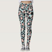 Aqua Green und Blue Tiger Print Leggings (Vorderseite)