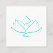 Aqua Green und White Square Lotus Business Card Quadratische Visitenkarte (Rückseite)