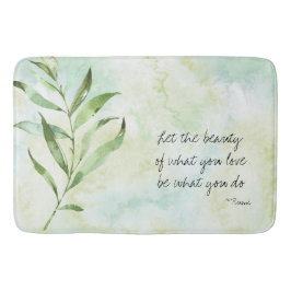 Aqua Green Watercolor-Blätter Rumi Quote Badematte