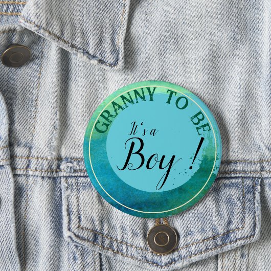 Aqua Green Watercolor 'It's a Boy' für Oma Button