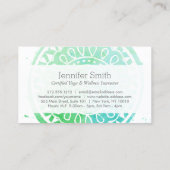 Aqua Green Watercolor Mandala Yoga und Wellness Visitenkarte (Rückseite)