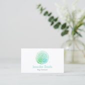 Aqua Green Watercolor Mandala Yoga und Wellness Visitenkarte (Stehend Vorderseite)