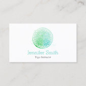 Aqua Green Watercolor Mandala Yoga und Wellness Visitenkarte (Vorderseite)