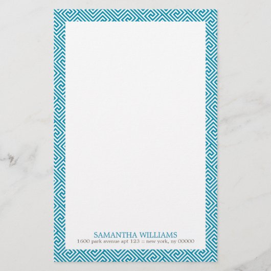 Aqua Gria Key Pattern Briefpapier (Vorderseite)