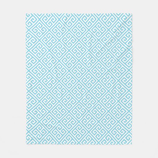 Aqua-griechisches Schlüsselmuster Fleecedecke (Vorderseite)