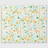 Aqua, grün, goldfarbenes Terrazzo, handgefertigt Geschenkpapier (Flach)