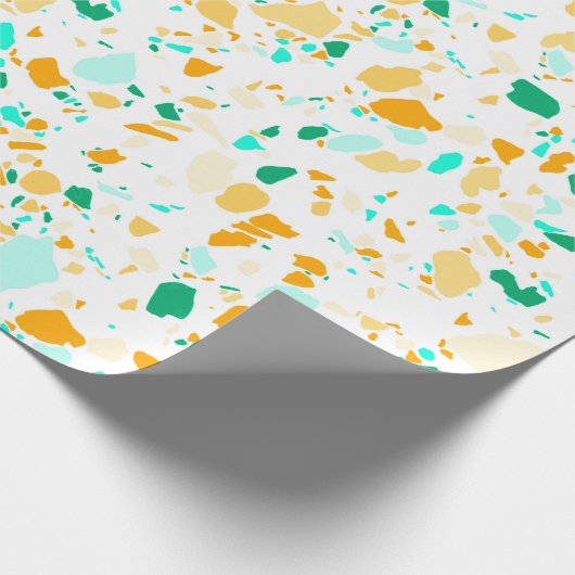 Aqua, grün, goldfarbenes Terrazzo, handgefertigt Geschenkpapier (Ecke)