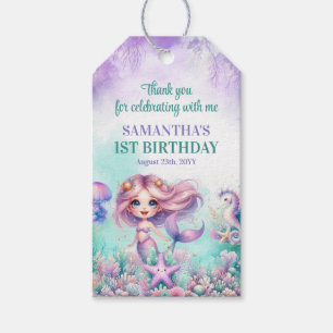 Aqua Grün lila Meerjungfrau Mädchen 1. Geburtstag Geschenkanhänger