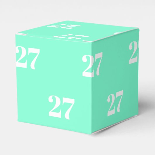 Aqua-Grün mit weißer Buchstabennummer anpassen Geschenkschachtel (Vorderseite)