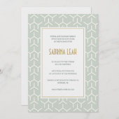 Aqua grün modernes Muster Bat Mitzvah Einladung (Vorne/Hinten)