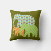 Aqua, Grün, orange Elefant-Wurfs-Kissen Kissen (Rückseite)