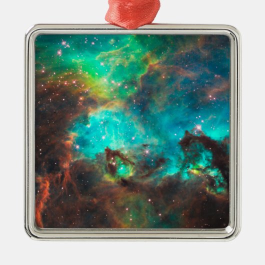 Aqua-Grün-Sternenhaufen Himmelsbild Ornament Aus Metall (Vorne)