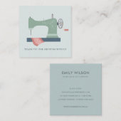 AQUA GRÜNE PEACH SEWING MASCHINE DANK DANKEN QUADRATISCHE VISITENKARTE (Vorne/Hinten)