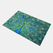 Aqua-grüne Pfau-Federn Fußmatte (Schrägansicht)