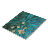 Aqua grünes Mermaidscales mit GoldGlitter Fliese (Seite)