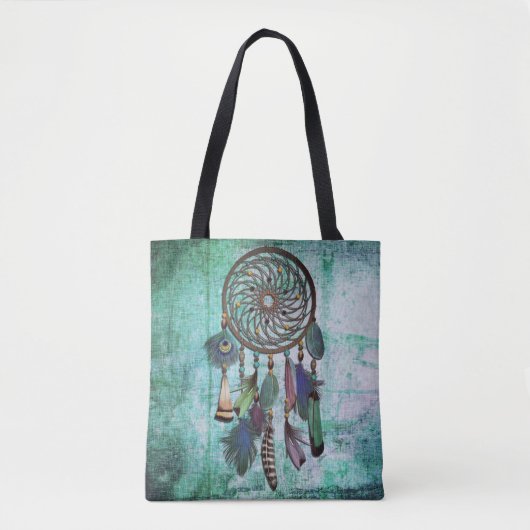 Aqua Grunge | Boho Style Dreamcatcher Tasche (Vorderseite)