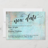 Aqua Grunge Neues Datum Hochzeitsaktualisierungska Einladung (Vorderseite)
