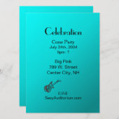 Aqua Guitar Party Einladung (Vorne/Hinten)