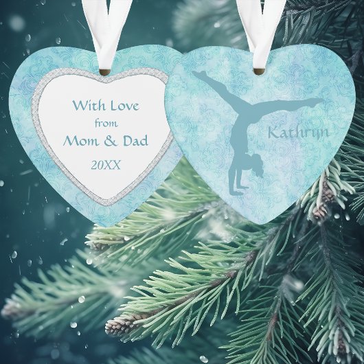 Aqua Gymnast auf Aquamarinem Muster Ornament