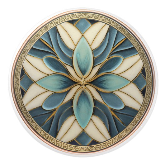 Aqua Harmony Floral Keramik Knob Pull Keramikknauf (Vorderseite)