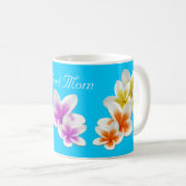 Aqua Hawaiian Blume Mama Custom Coffee Tasse (VorderseiteRechts)