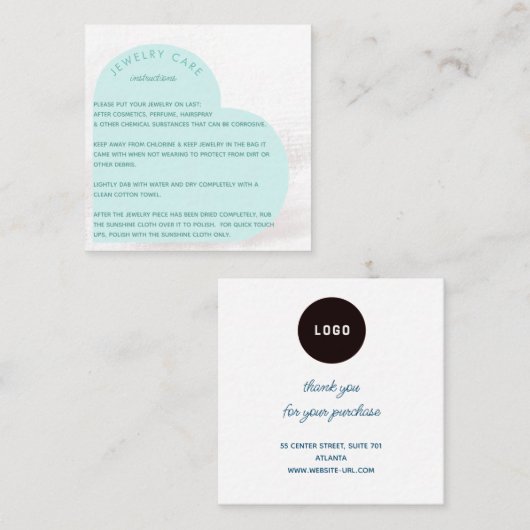 Aqua Heart Arch Juwelenpflege - Hilfe Quadratische Visitenkarte (Vorne/Hinten)