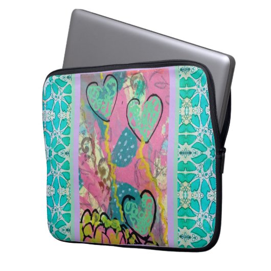 Aqua Hearts Laptopschutzhülle (Vorderseite Links)