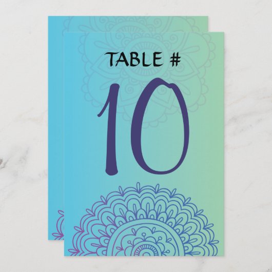 AQUA HEMSA Bat Mitzvah Tischkarte Einladung (Vorne/Hinten)