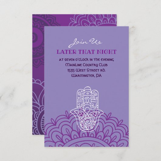 Aqua HEMSA HAND GOD Bat Mitzvah Party Card Einladung (Vorne/Hinten)