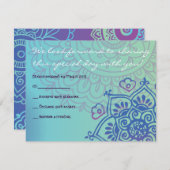 Aqua HEMSA HAND OF GOD Bat Mitzvah Reply Card RSVP Karte (Vorne/Hinten)