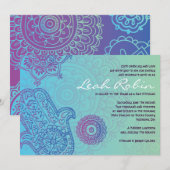 Aqua HEMSA HAND von GOTT Schläger Mitzvah Einladung (Vorne/Hinten)