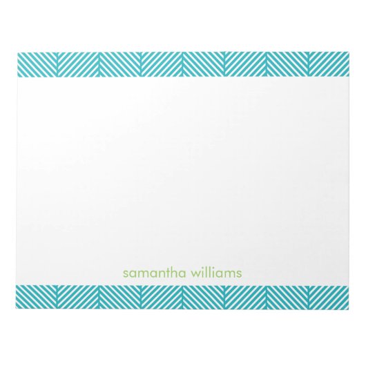 Aqua Herringbone Stripes Pattern Notizblock (Vorderseite)