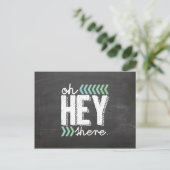 Aqua Hey Da Kalkboard Postkarte (Stehend Vorderseite)