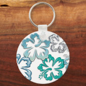 Aqua Hibiskus Blooms Schlüsselanhänger (Vorderseite)