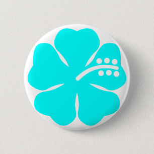 Aqua-Hibiskus-Blume Button