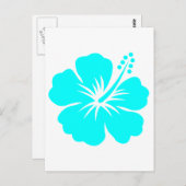 Aqua Hibiskus Blume Design Postkarte (Vorne/Hinten)
